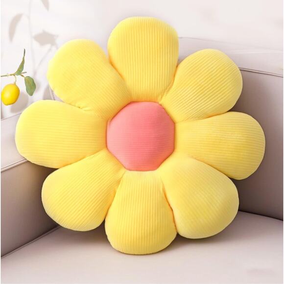 RuzRhyth Other - Yellow Flower Pillow, Flower Shaped Throw Pillow Cute Chair Seat Cushion for Bed